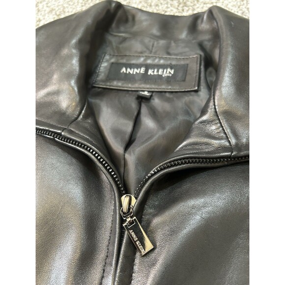 Anne Klein Genuine Leather Black Small Coat - Picture 10 of 13